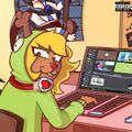 GIR-elle in the track cover art of the rip "Field of Hopes and Dreams (PAL Version) - Deltarune", spoofing the cover art of "ANTONYMPH".