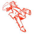 Early concept art of Solid Snake's pose, featuring him wielding his gun in a more dynamic pose (Art by Sonicheroesfan1).