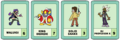 Solid Snake's Pow Card – as seen in "Bravo, Johnny!" – accompanied by Pow Cards for Waluigi, King Dedede, and DJ Professor K.